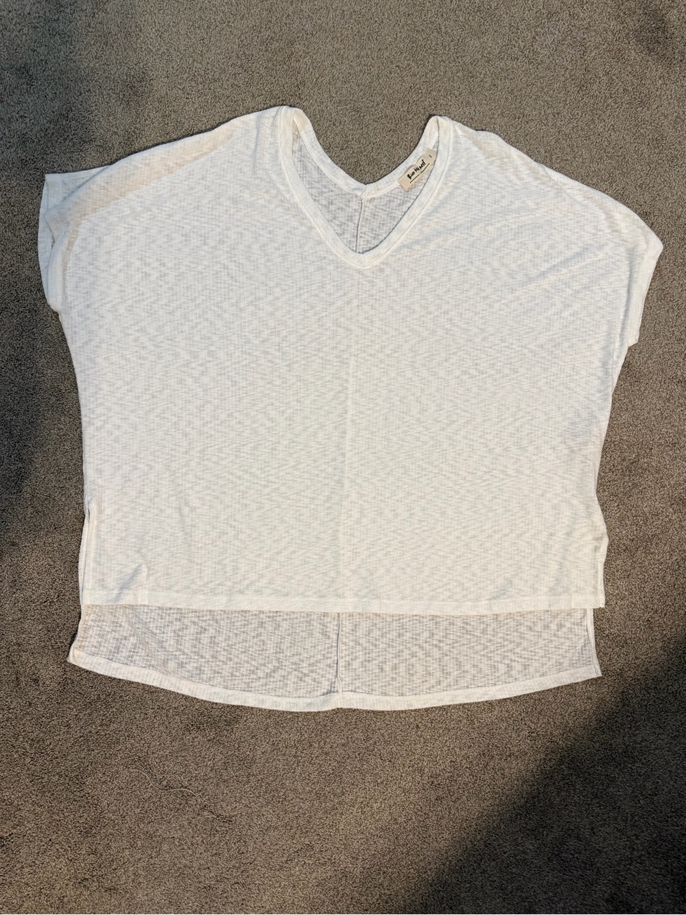 Three Bird Nest Sheer White V-Neck Layered Tunic